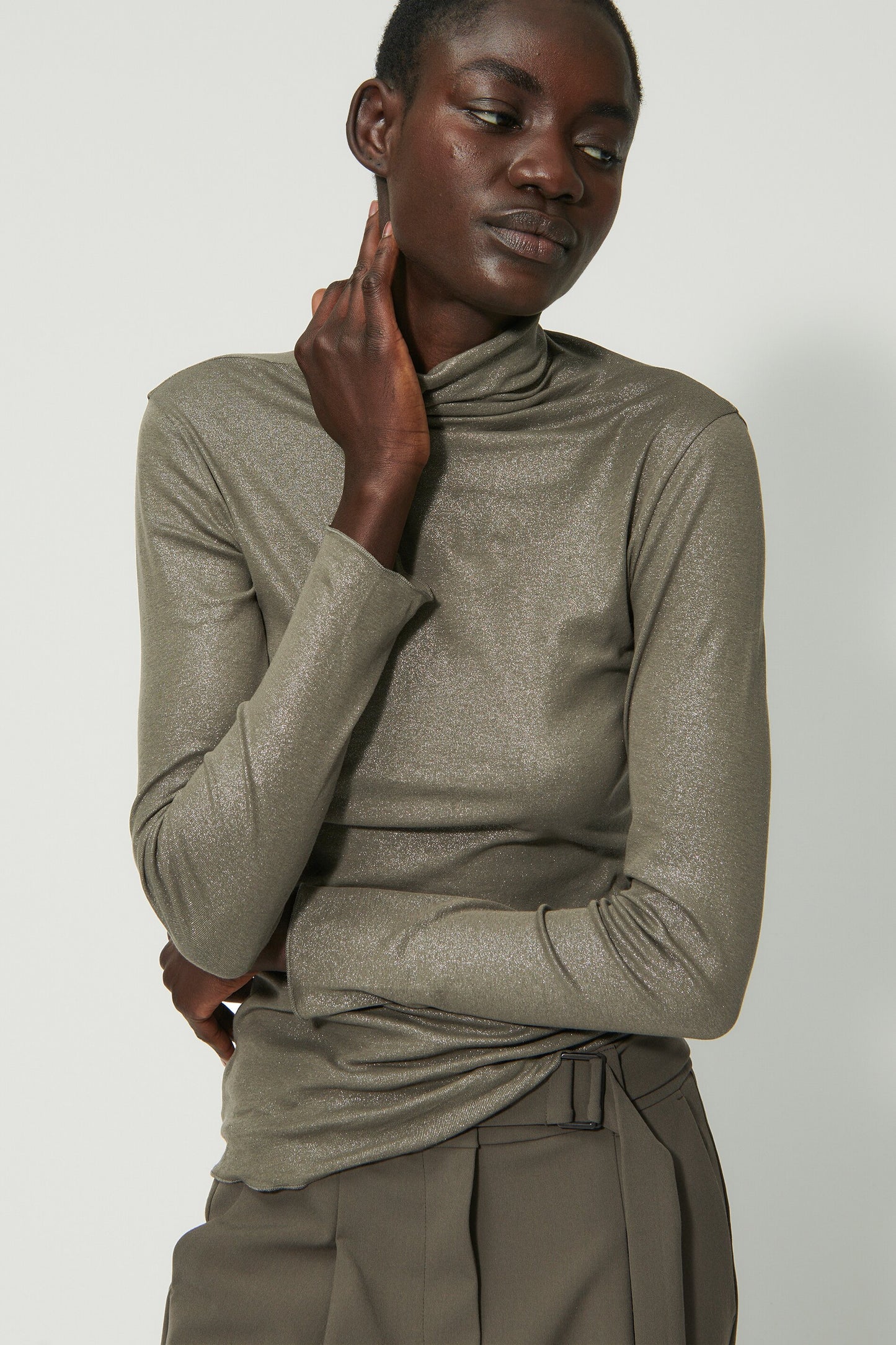 Sweater with shiny all-over foil print
