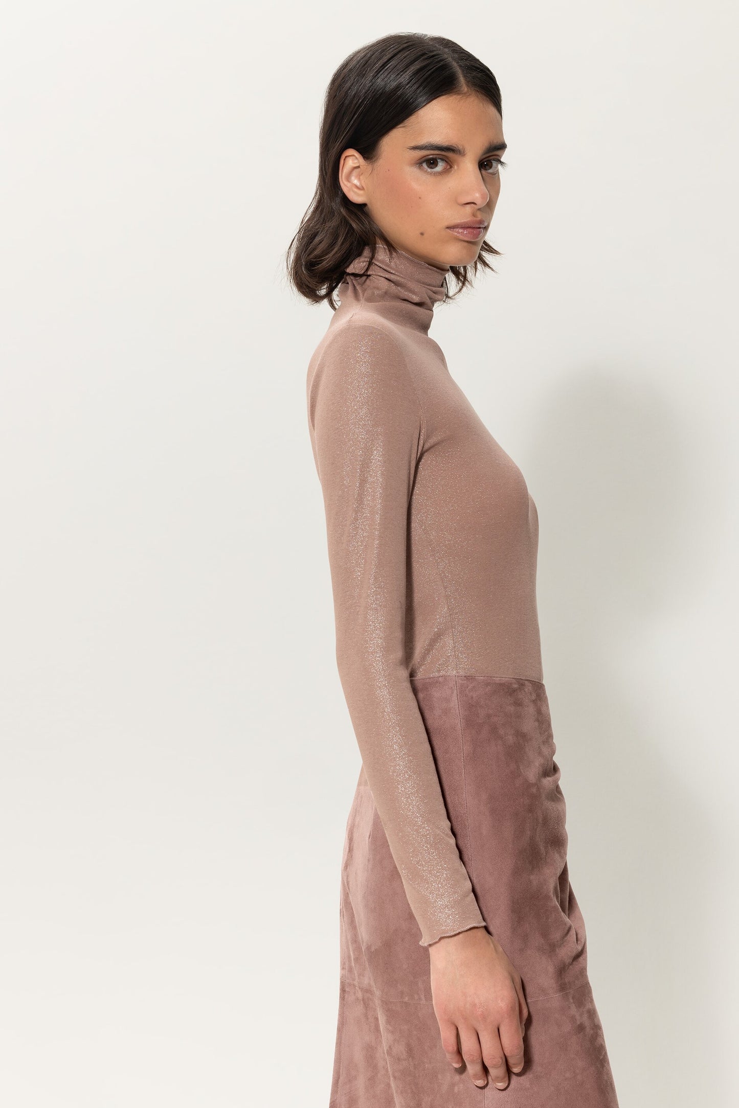 Sweater with shiny all-over foil print