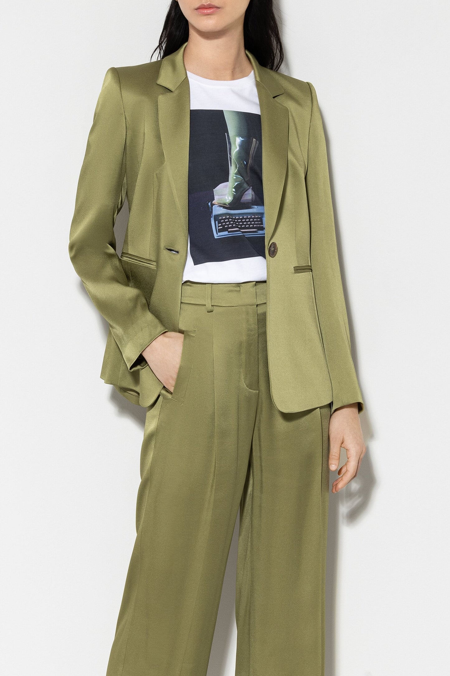 One-button Satin Blazer