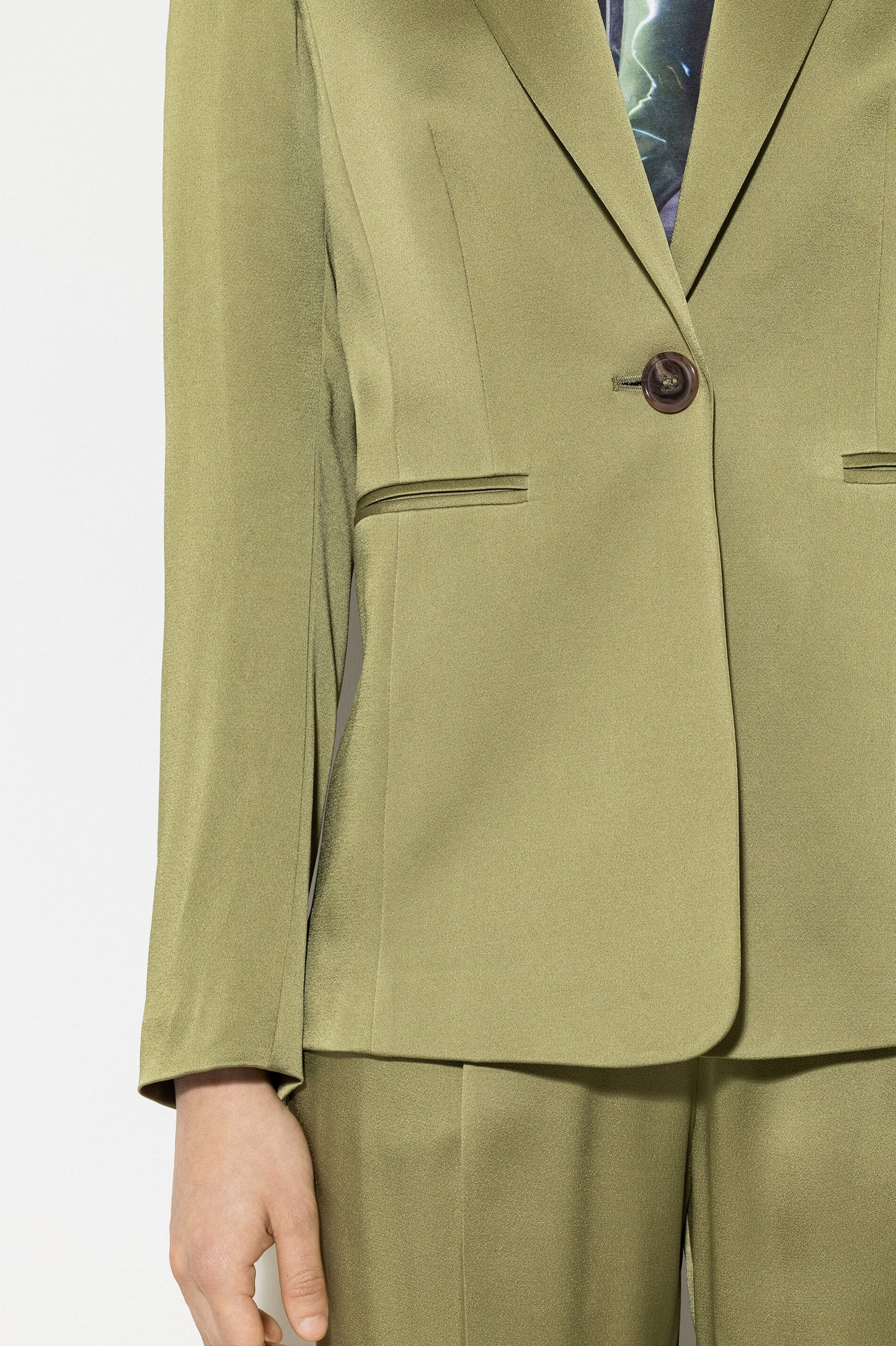 One-button Satin Blazer