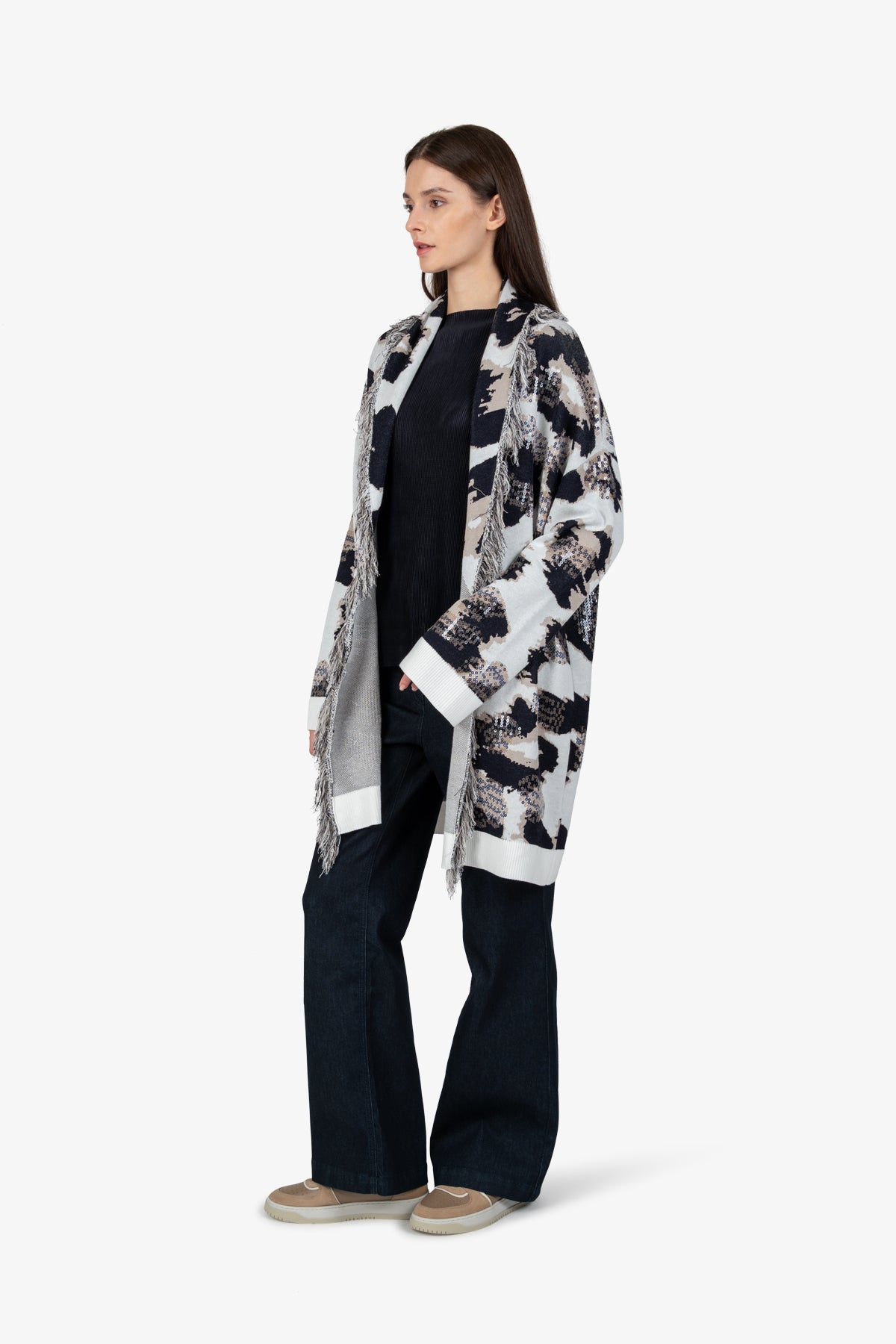 Knitted Coat with Shawl Collar