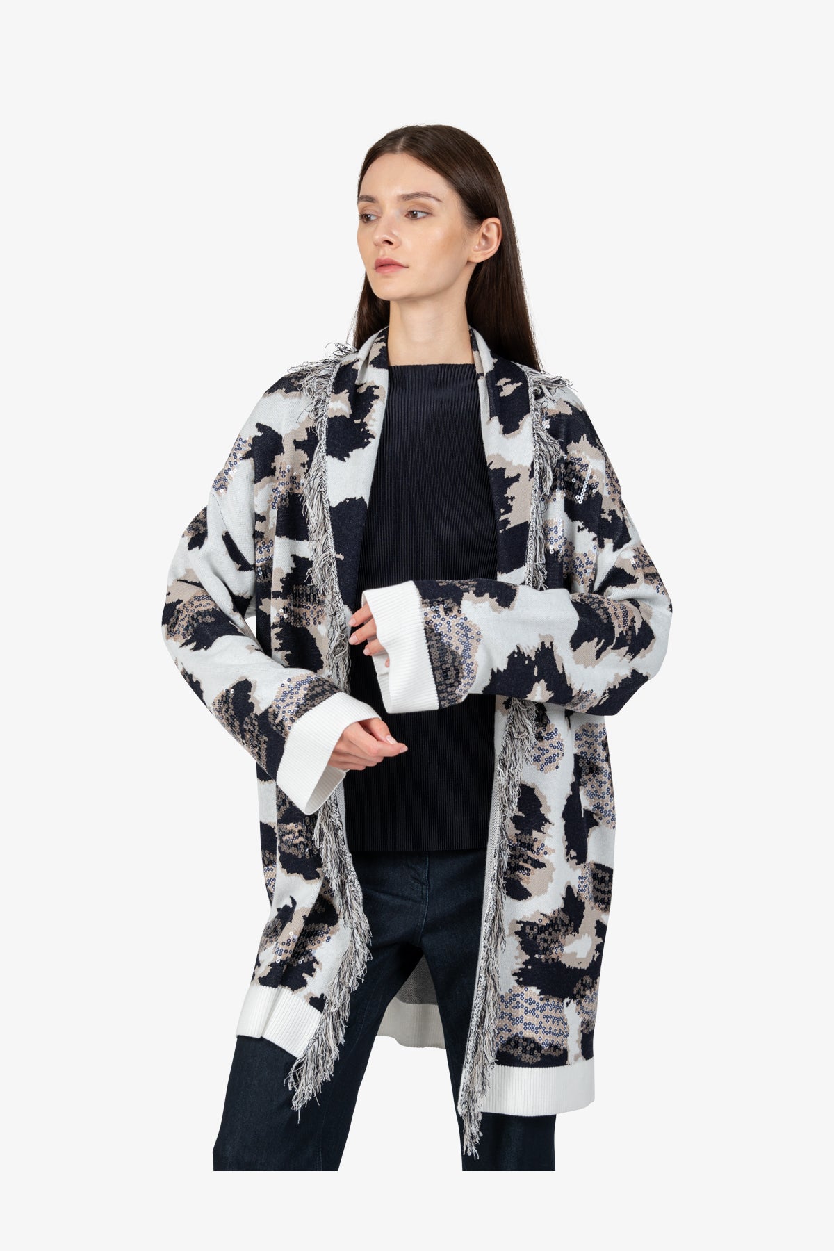 Knitted Coat with Shawl Collar