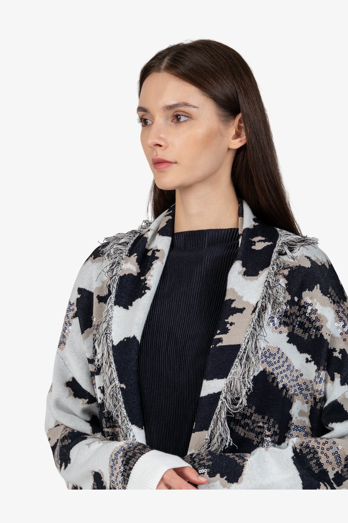 Knitted Coat with Shawl Collar