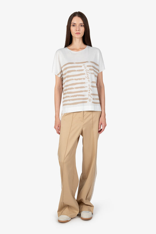 條紋印字針織上衣