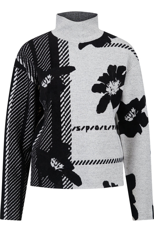 高領提花針織套頭衫