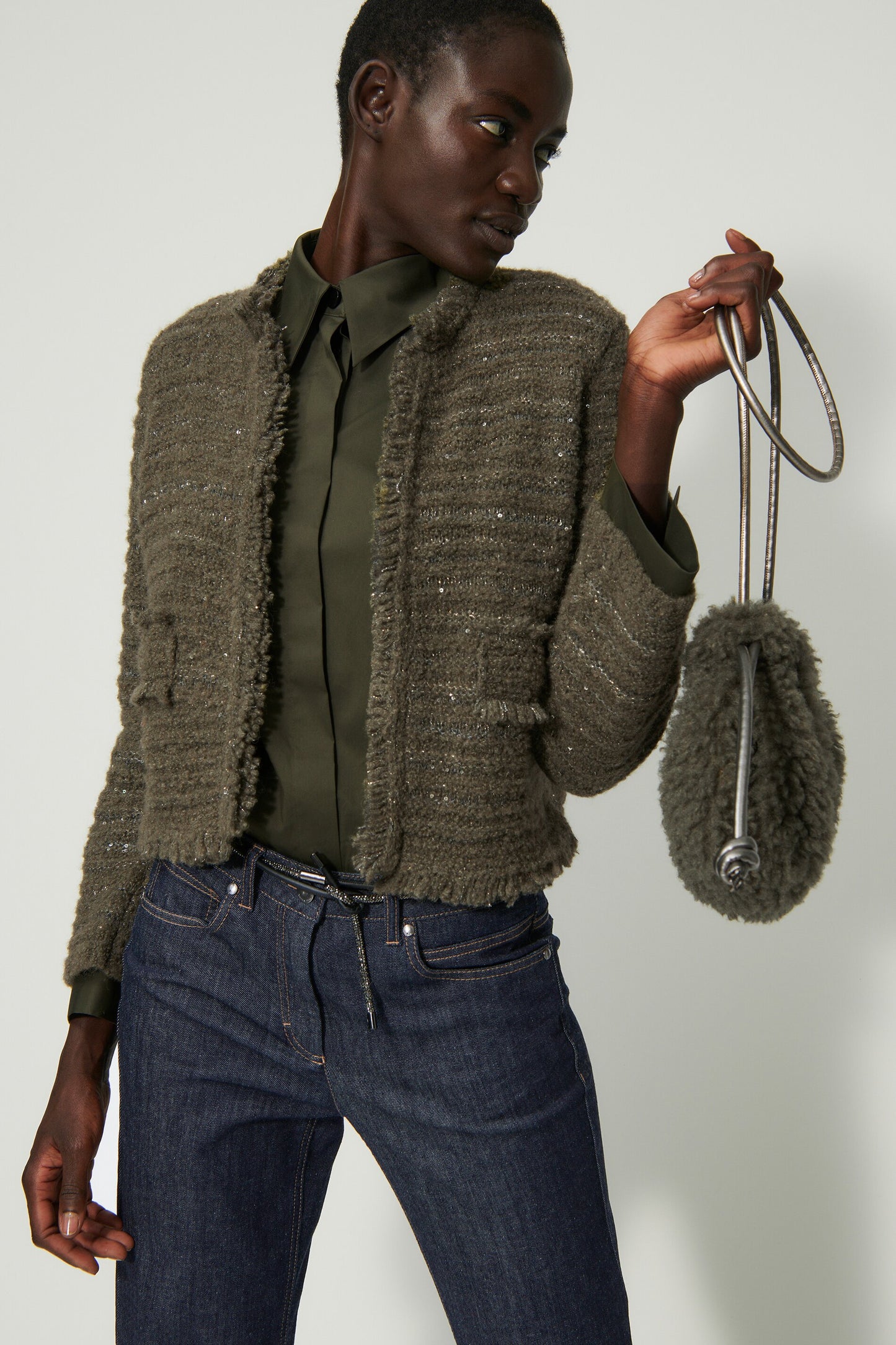 Tweed Jacket with Fringle