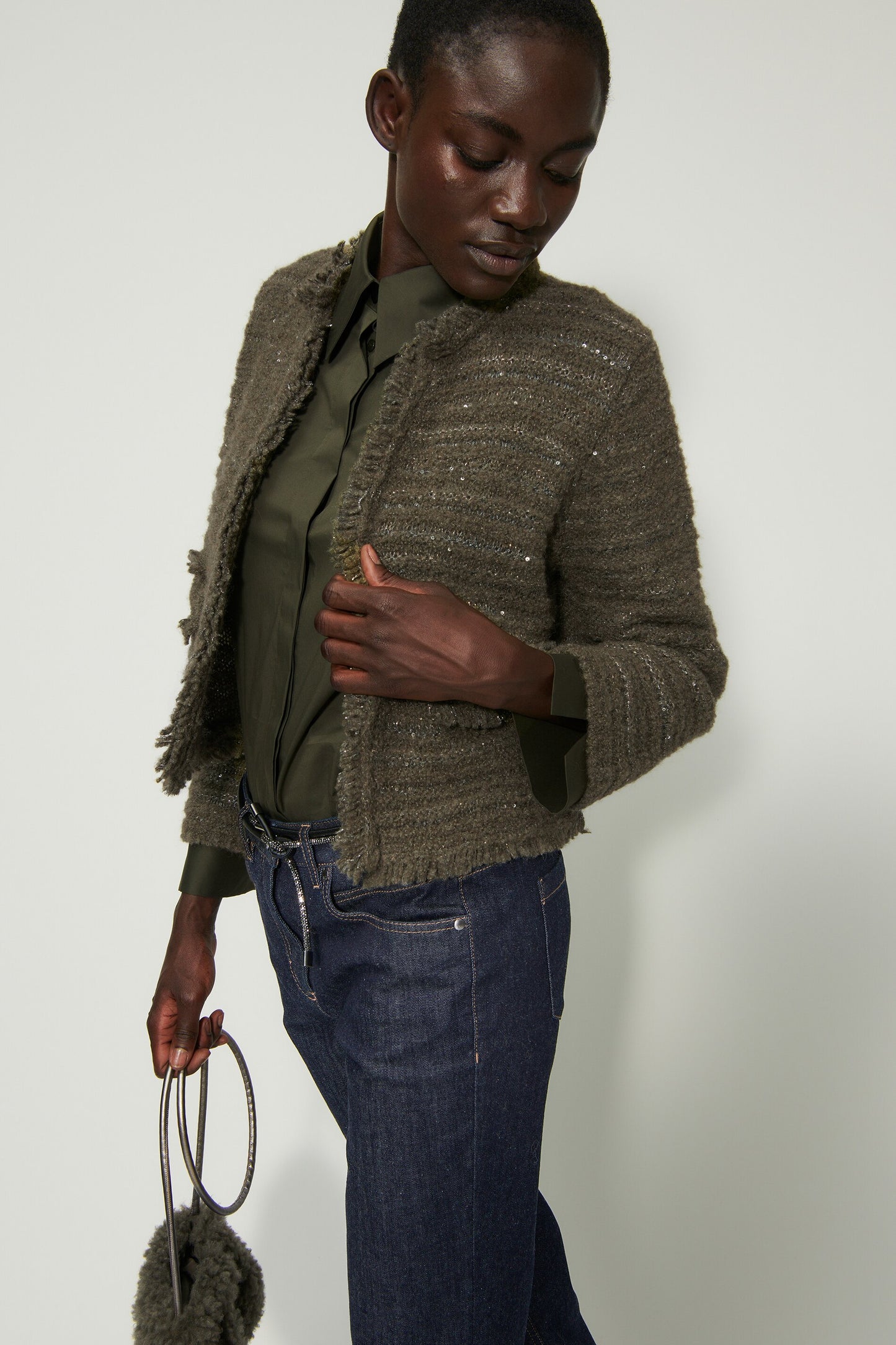 Tweed Jacket with Fringle