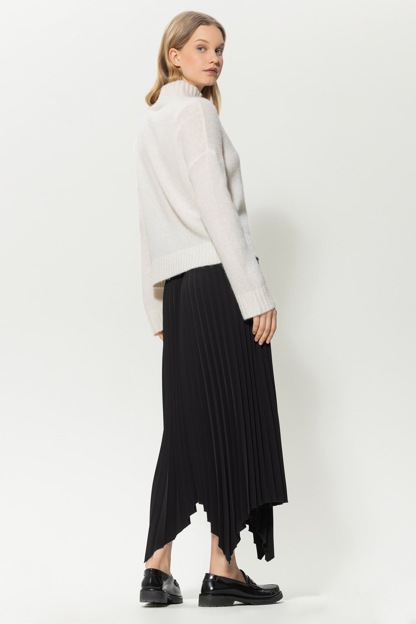 Pleated Skirt with Asymmetrical hem