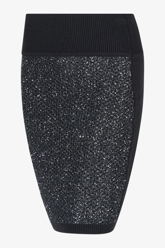 微閃粗眼針織拼接鬆緊腰半身裙