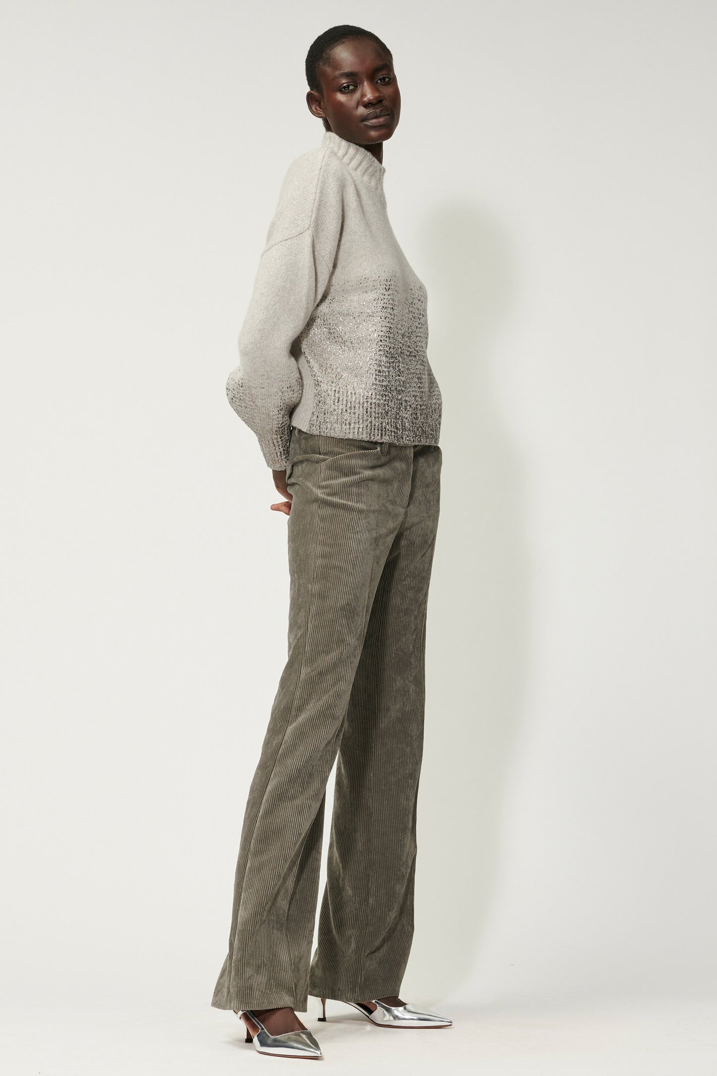 Bootcut Pants with pressed creases