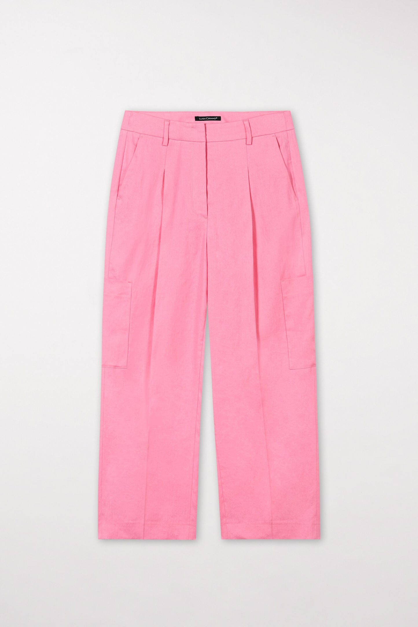 Linen Blend Cargo Trousers