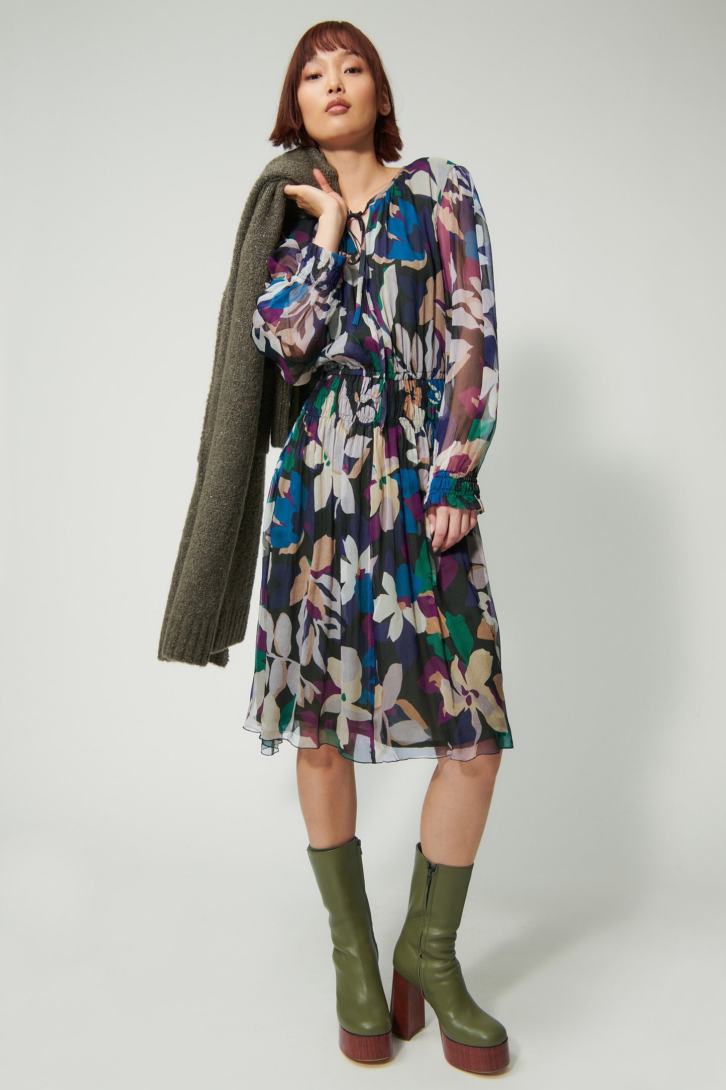 Silk Dress with Floral print