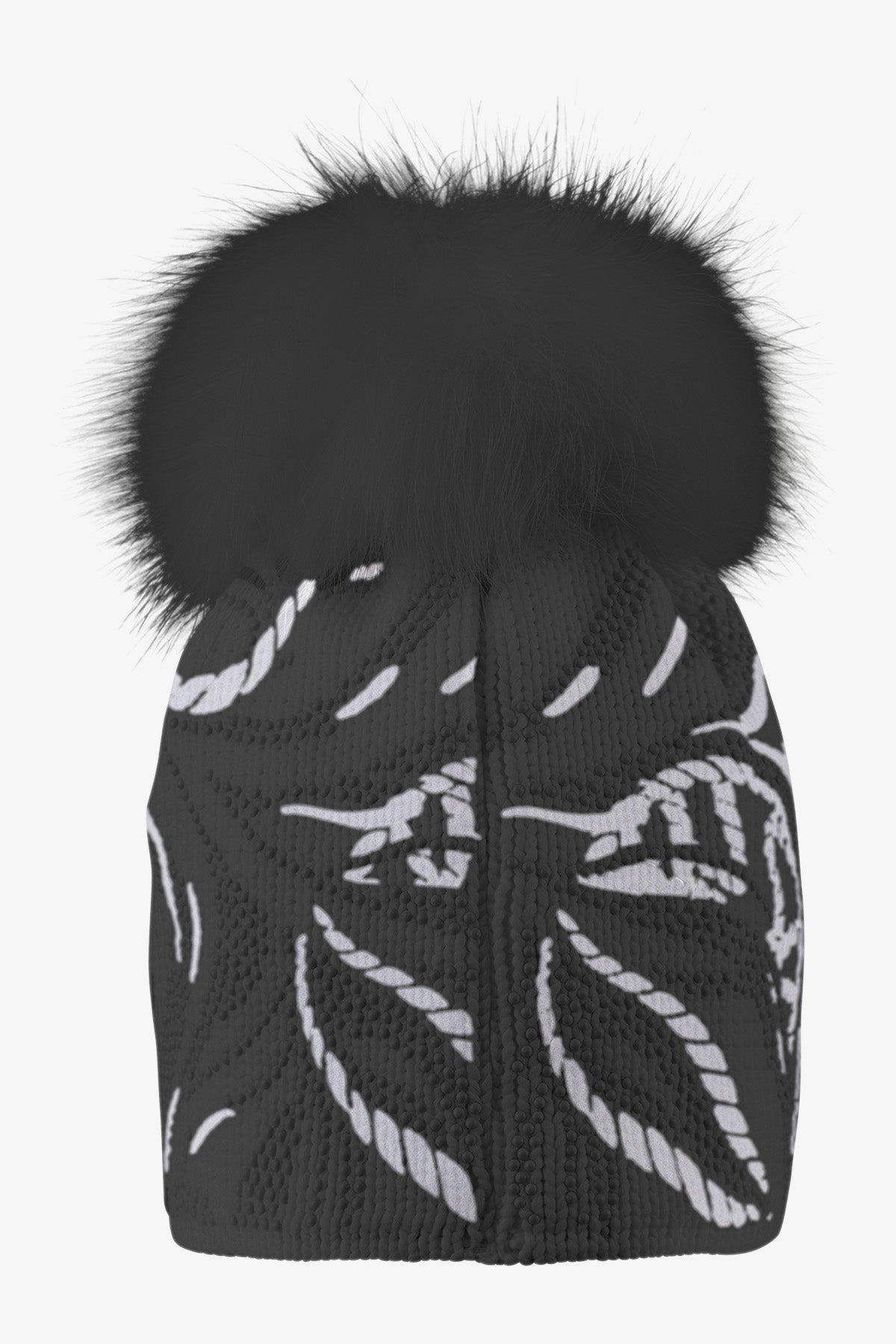 Knit Hat with Real Fur Pom-pom
