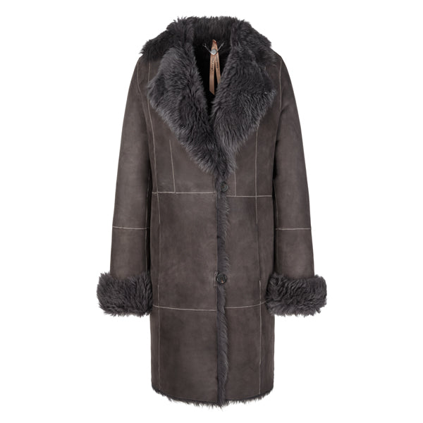Fur integrated coat with lapal collar
