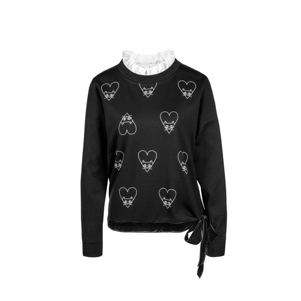 Sweatershirt with cat pattern