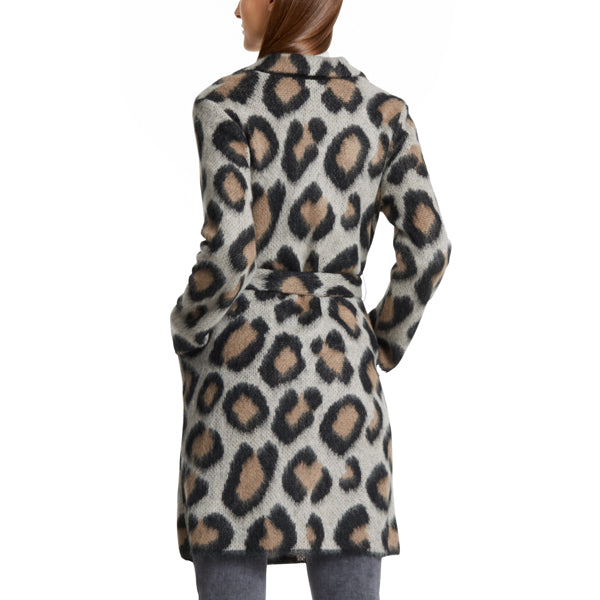 Jacquard-knit coat with leopard pattern
