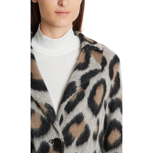 Jacquard-knit coat with leopard pattern