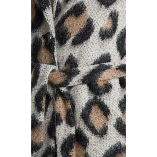 Jacquard-knit coat with leopard pattern