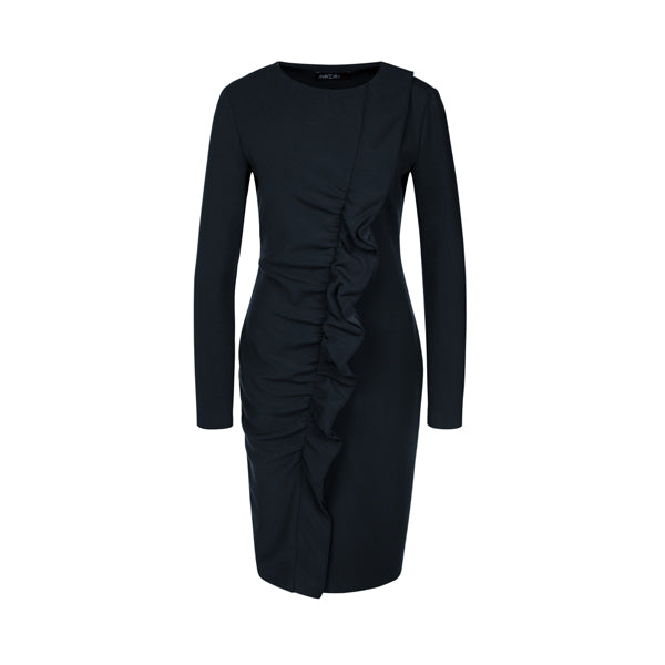 Dress with an asymmetric flounce