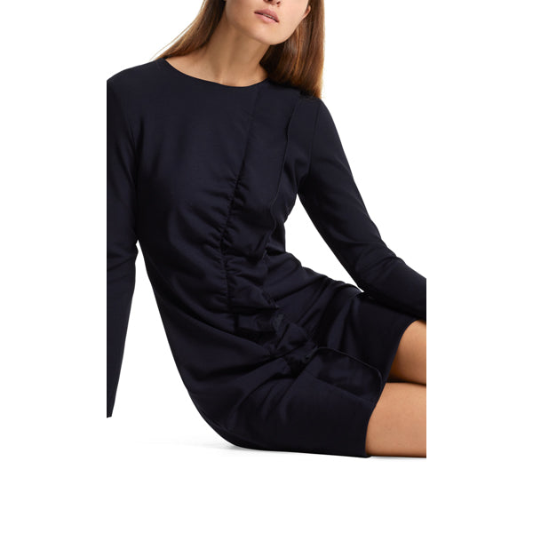 Dress with an asymmetric flounce