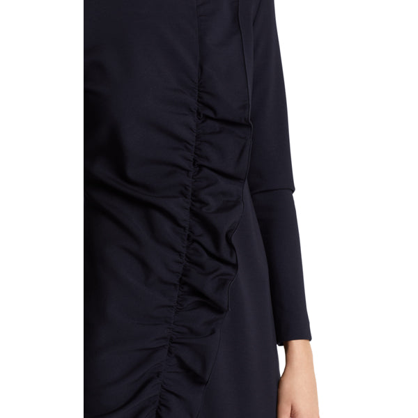 Dress with an asymmetric flounce
