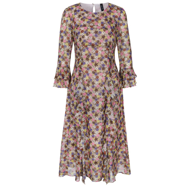 Long silk dress with flowers