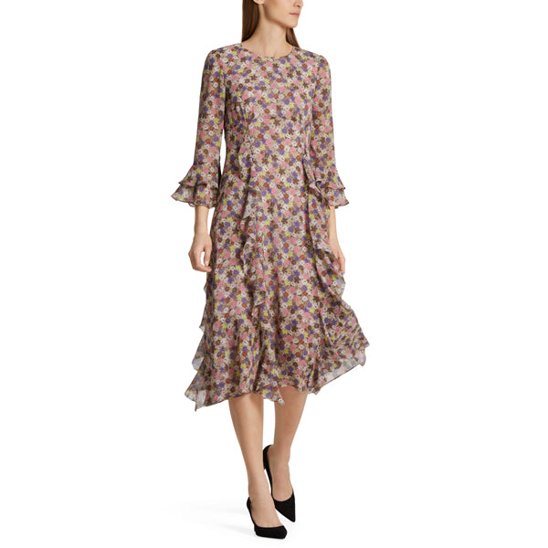 Long silk dress with flowers