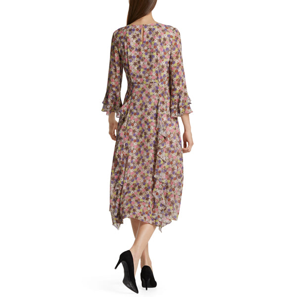 Long silk dress with flowers