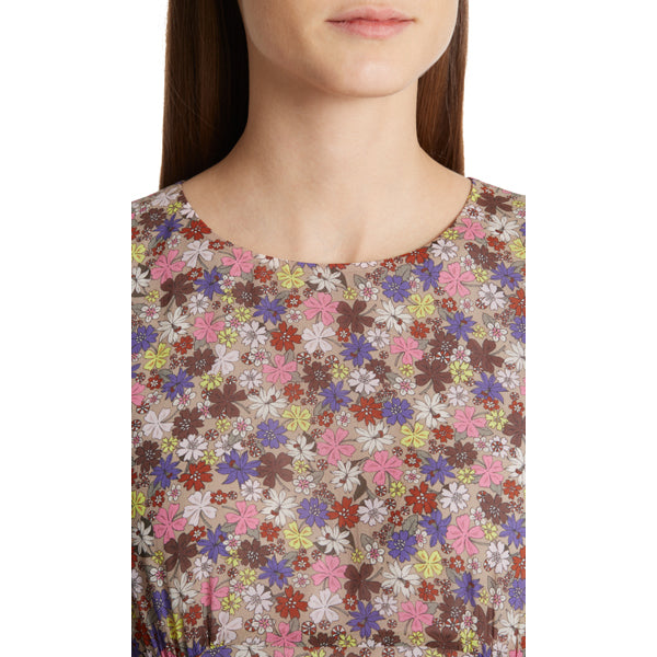 Long silk dress with flowers
