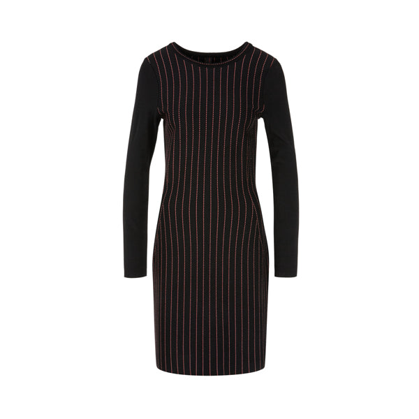 Knitted dress with contrast stripes