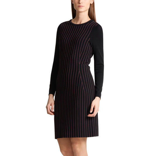 撞色條紋針織連身裙