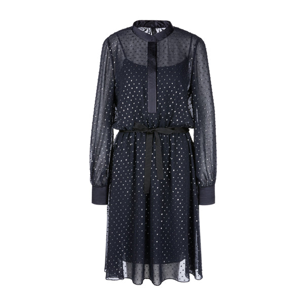 Dress with silver foil particles