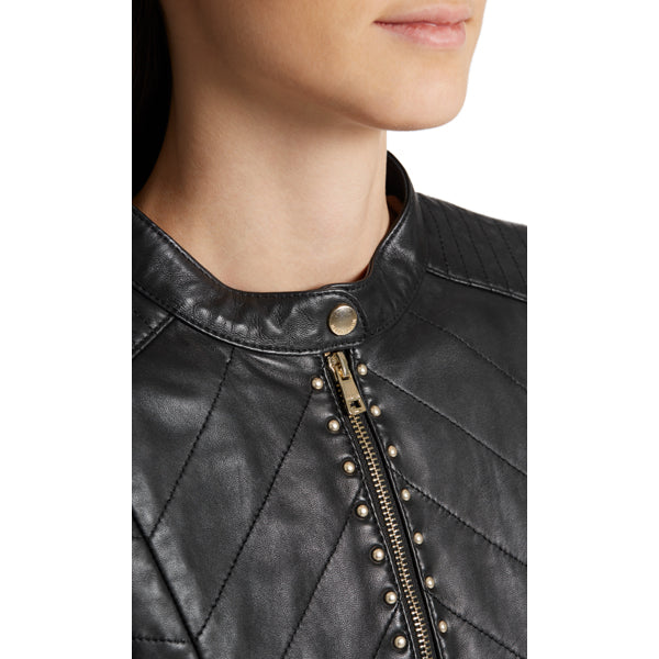 Leather jacket with rivets