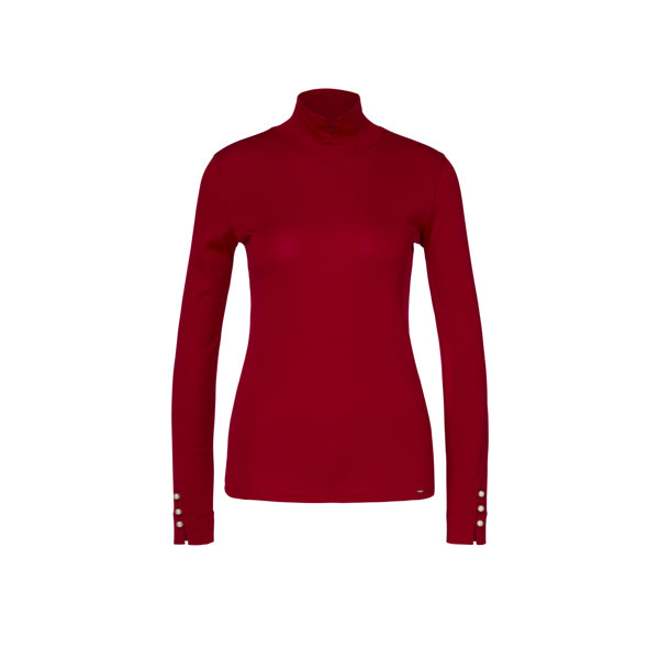 Turtleneck T-shirt with small slit