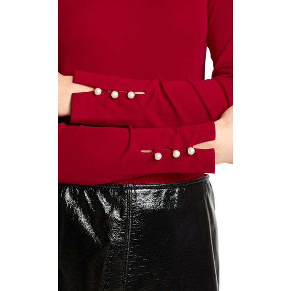 Turtleneck T-shirt with small slit
