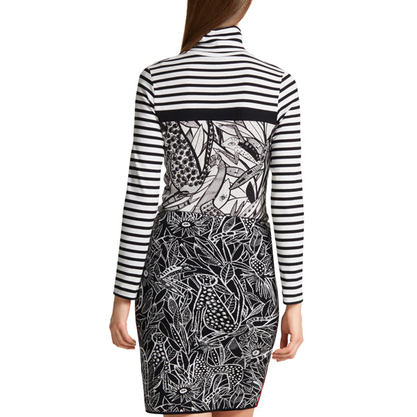 Roll-neck top with mixed patterns