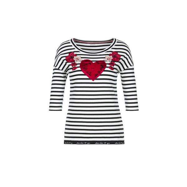 Striped cotton top with appliqué