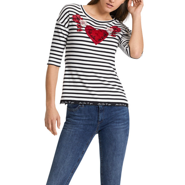 Striped cotton top with appliqué