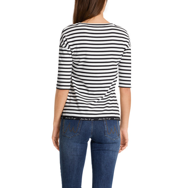Striped cotton top with appliqué