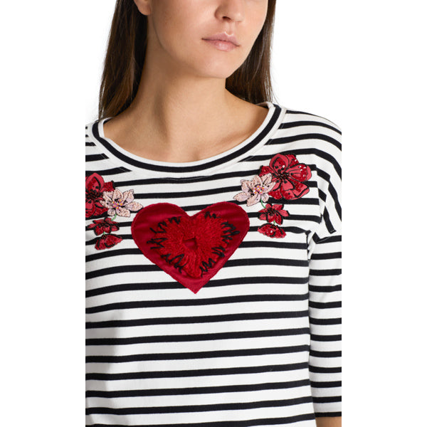 Striped cotton top with appliqué