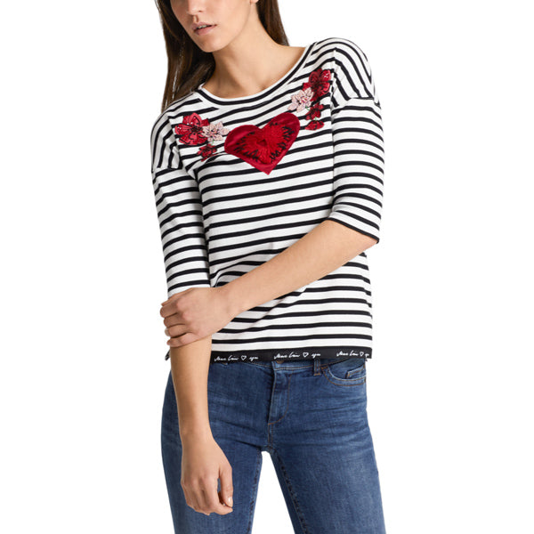 Striped cotton top with appliqué