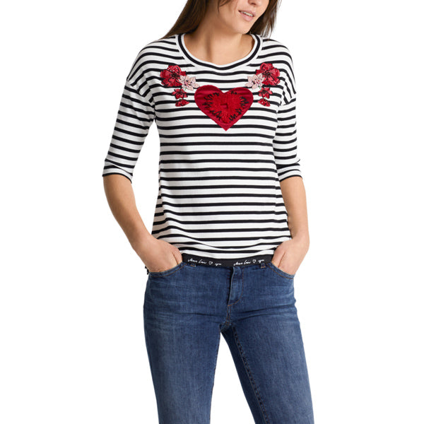 Striped cotton top with appliqué