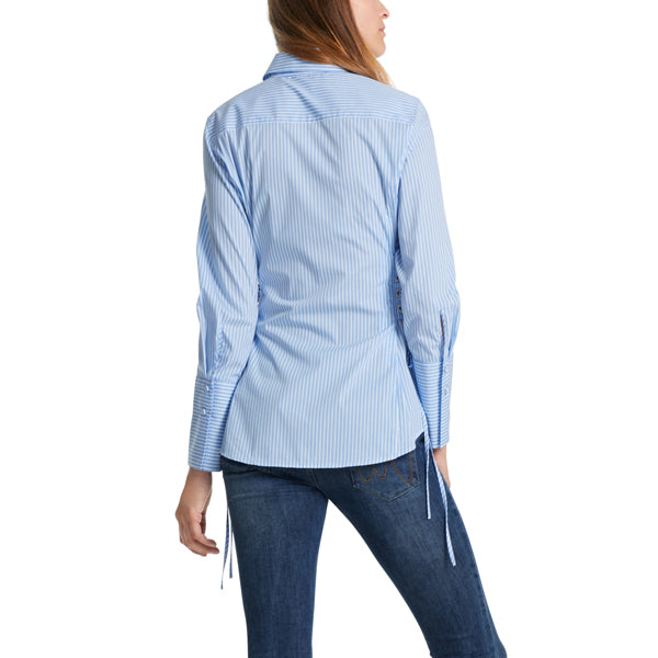 Striped blouse with drawstring
