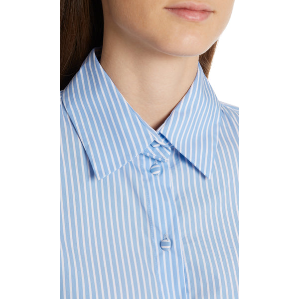 Striped blouse with drawstring