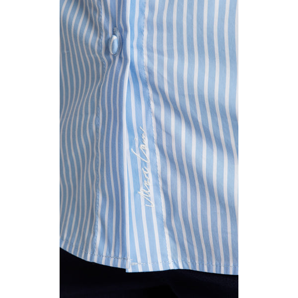 Striped blouse with drawstring