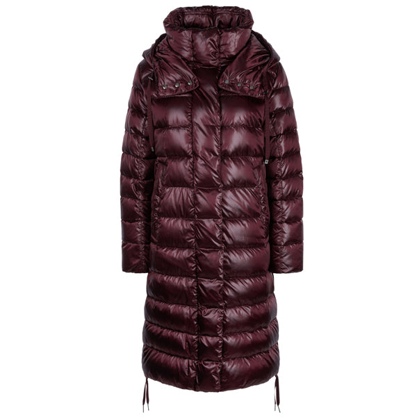 Shiny down coat in satin