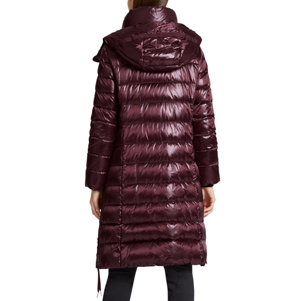 Shiny down coat in satin