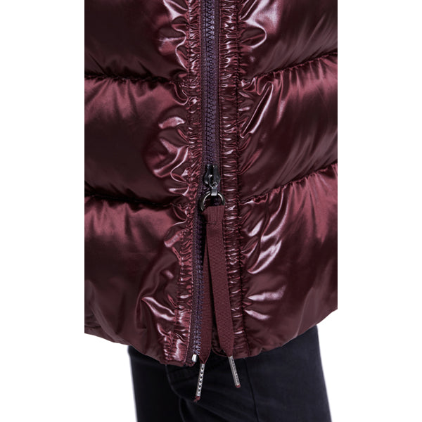 Shiny down coat in satin