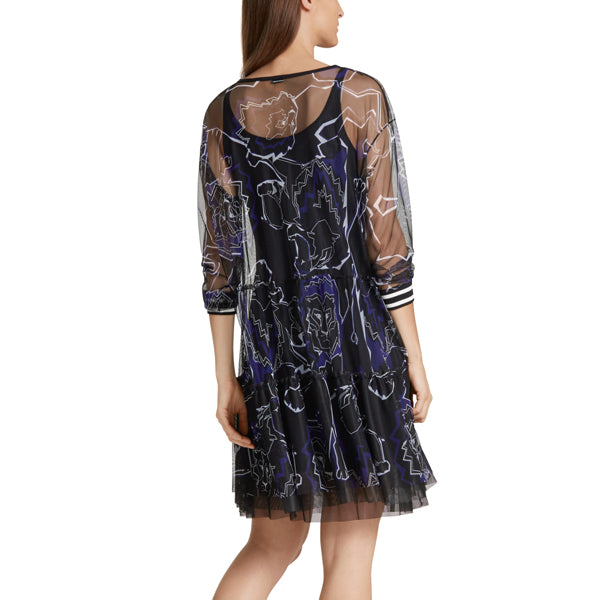Printed dress in mesh fabric