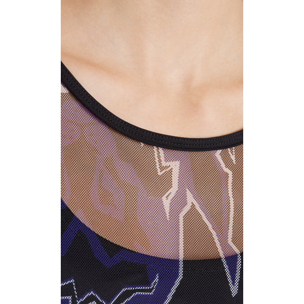 Printed dress in mesh fabric